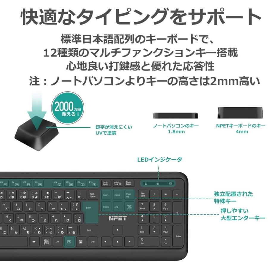 Npet キーボード ワイヤレス 無線 父の日 Tera ケース フィルムのwhitebang 通販 Yahoo ショッピング