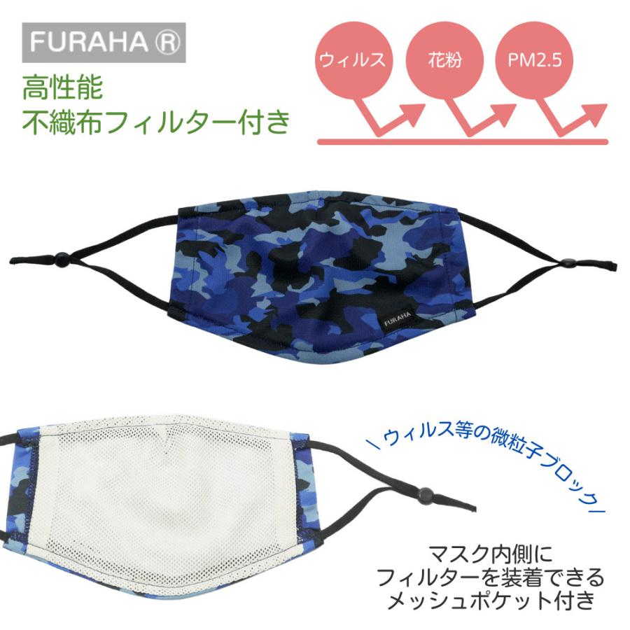 多機能UVマスク ふらは（ジュニア用) 高性能不織布フィルター20枚付 日本製 こども ウイルス対策 マスク低学年 小学生 洗えるマスク 不織布マスク 花粉対策 |  | 04