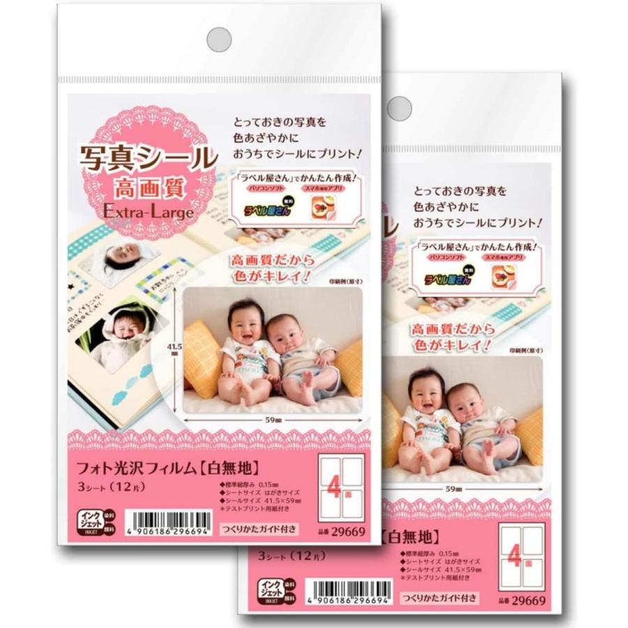 レビューを書けば送料当店負担 エーワン 写真シール 高画質 フォト光沢フィルム 白無地 Extra Large 3シート 2個セット 2p Discoversvg Com