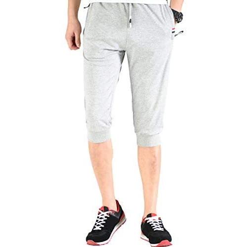 Tbmpoy ハーフパンツ メンズ スポーツ ランニングパンツ カプリパンツ 半ズボン 七分丈 カジュアル フィットネス ライトグレー S