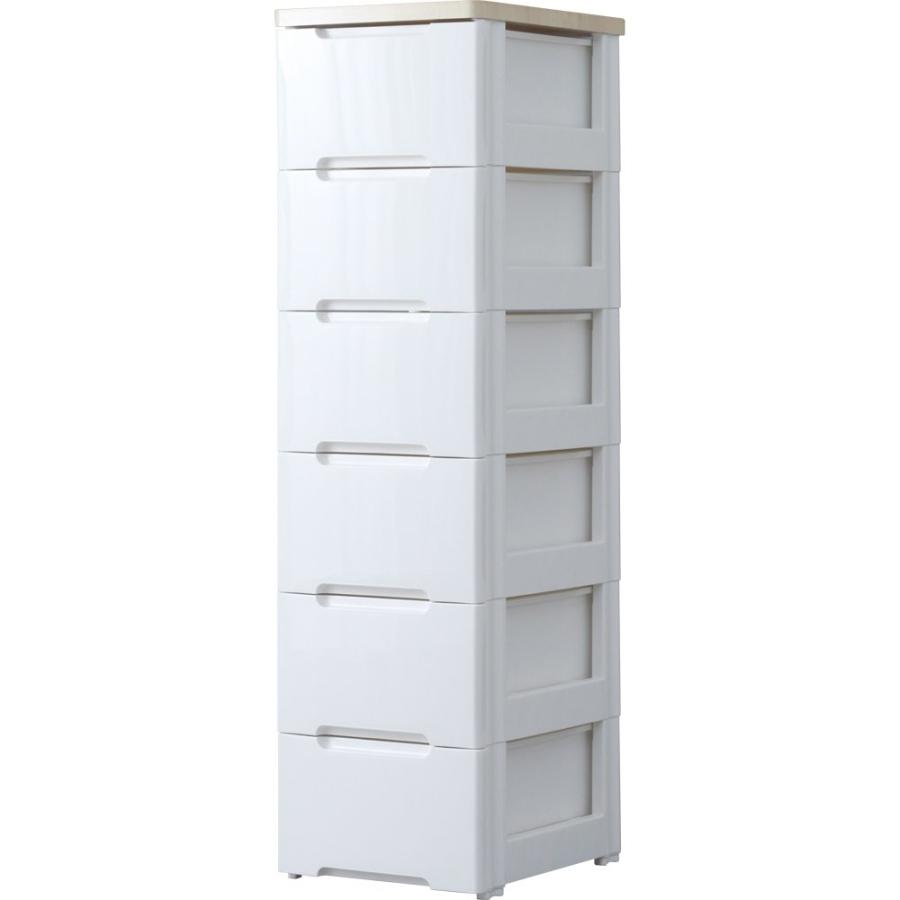 アイリスオーヤマ チェスト 6段 届いてすぐ使える完成品 ラクラク引出し 木天板 幅32.4×奥行41×高さ119cm ホワイト / ナチュラル | 