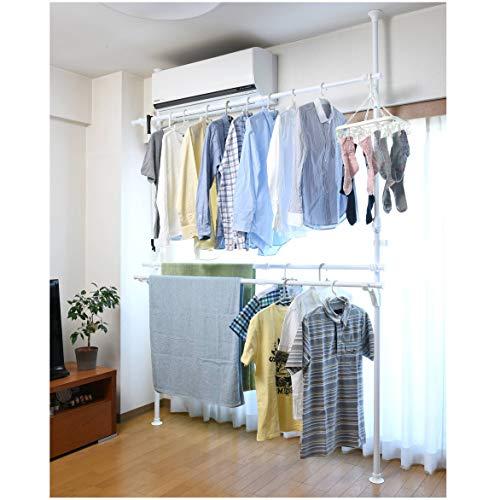 山善 突っ張りハンガーラック 衣類収納 幅120-210cm 耐荷重 45kg  