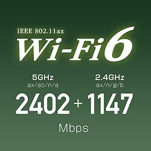 Wi-Fi 6 2.5G対応ルーター 11ax 2402Mbps+1147Mbps 360コネクト 【plugga】 日本メーカー WN-DA