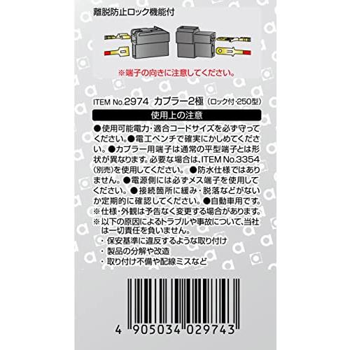 エーモン(amon) カプラー2極(ロック付) 250型 3セット 2974｜white-wings2｜03