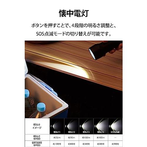 エレコム 懐中電灯 電池式 防災 スマホ充電可 USB-C×1 USB-A×1 防水 防塵 IP44 ストラップ付属 乾電池付属 停電対策 緊急｜white-wings2｜04