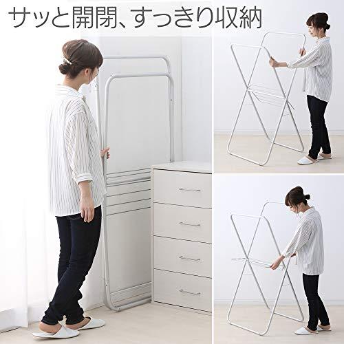 アイリスオーヤマ 白く圧迫感を感じさせないタオルハンガー付きデザイン洗濯物干し 約2人用 コンパク収納可能 幅約70×奥行約60×高さ約138c |  | 04