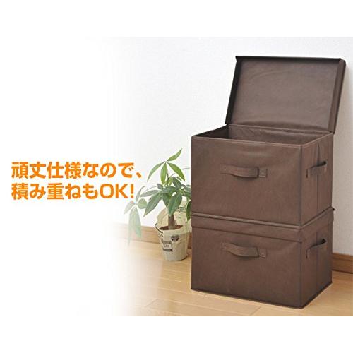 [山善] ふた付き 収納ボックス 幅38×奥行25×高さ25cm 取っ手付き カラーボックス対応 完成品 ブラウン 2個組 YTCF-2PF(B｜white-wings2｜04