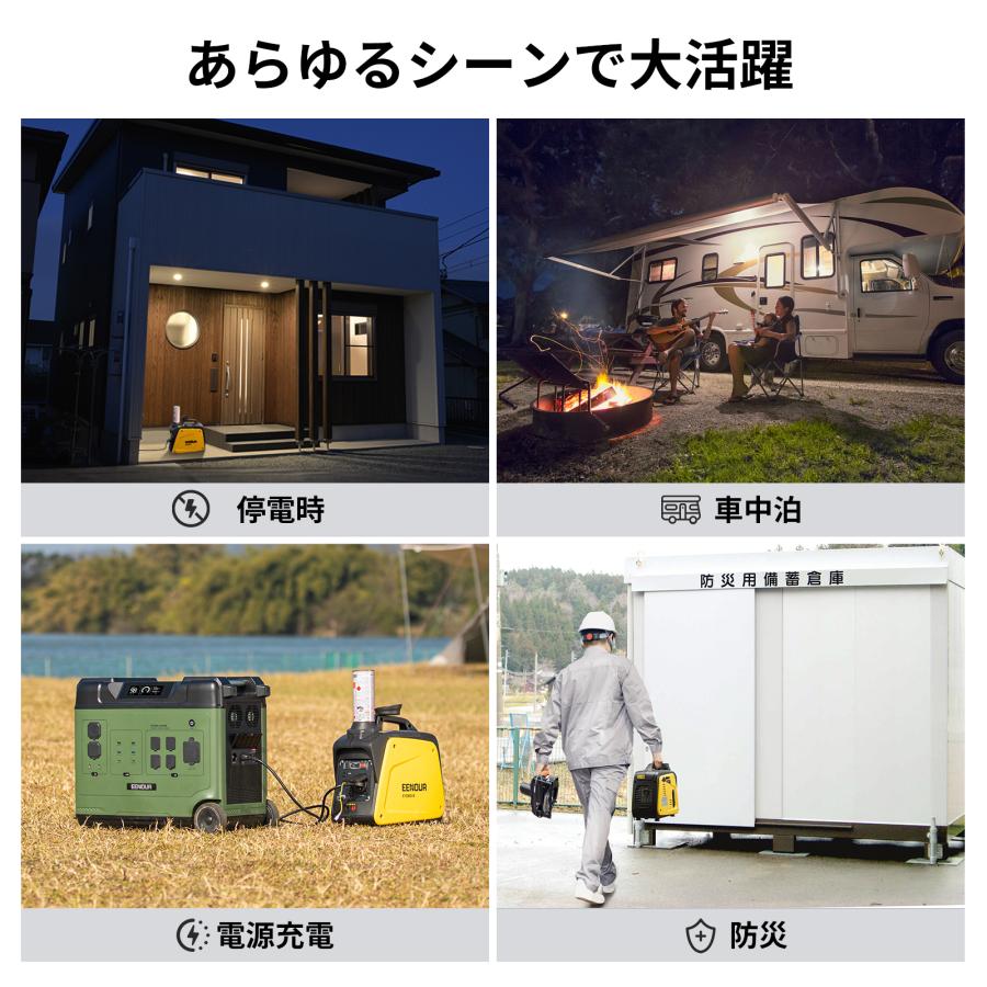 「5/12限定最大16％還元」 EENOUR 発電機 ガスボンベ式 GS900i-B 定格出力0.7kVA ボンベ5本まで増設可 58dB 防音型 9.4kg 軽量 AC/USB出力 扱いやすい 防災推奨｜whitebankjapan-store｜09