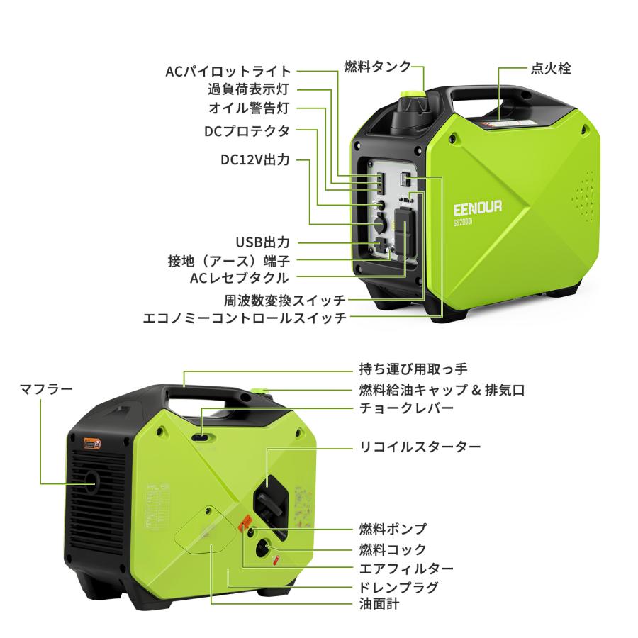 EENOUR 「ストアポイント+10%還元」 インバーター発電機 GS2000i EENOUR 「ストアポイント+10%還元」 インバーター発電機 GS2000i