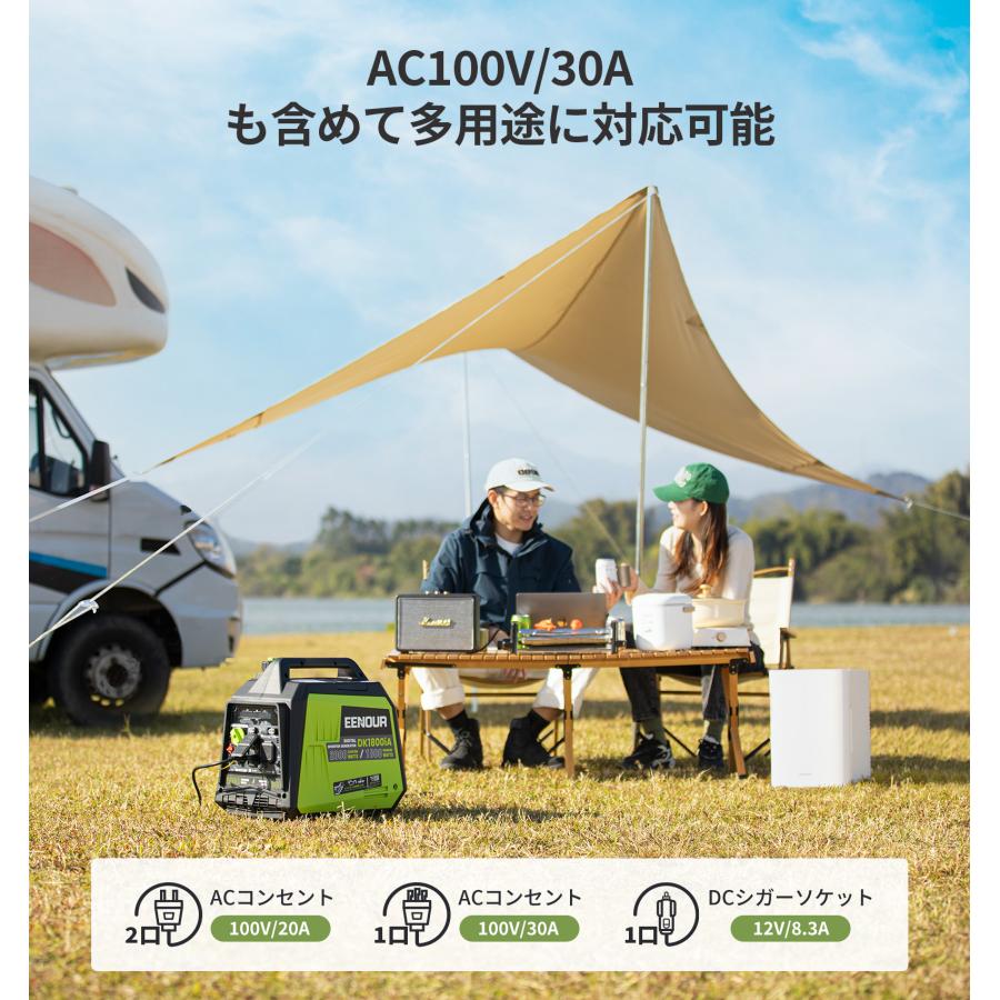 ＼24h！38％OFF&9%還元／ EENOUR インバーター発電機 DK1800iA 1.8kVA デジタルメーター付 軽量 並列運転 ガソリン発電機 発電機 家庭用 防災対策 停電用｜whitebankjapan-store｜05