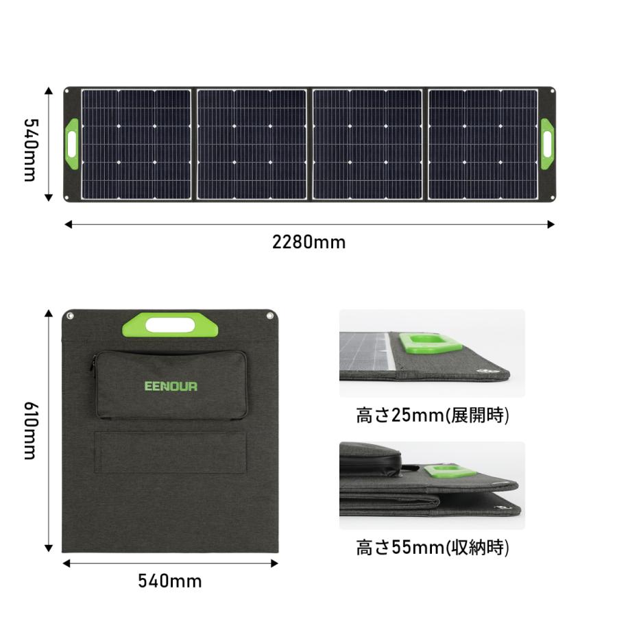 ソーラーパネル 200W PD45ｗ 18ｖ/36ｖ ソーラーチャージャー 発電機 DC出力/USB出力/折りたたみ式 超薄型 EENOUR13
