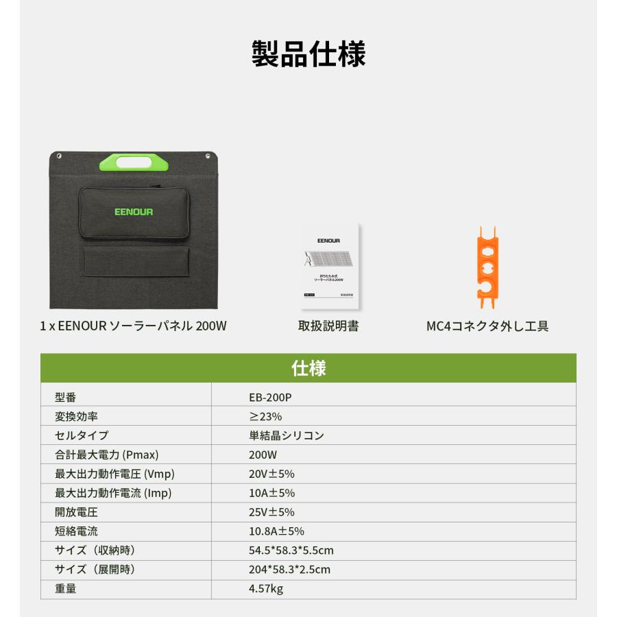 EENOUR ソーラーパネル 200W 折りたたみ式 急速充電 高変換効率 EENOUR ソーラーパネル 200W 折りたたみ式 急速充電 高変換効率