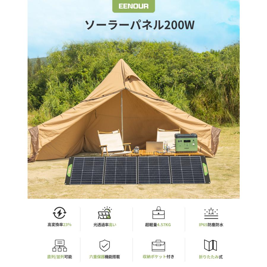 EENOUR ソーラーパネル 200W 折りたたみ式 急速充電 高変換効率 EENOUR ソーラーパネル 200W 折りたたみ式 急速充電 高変換効率