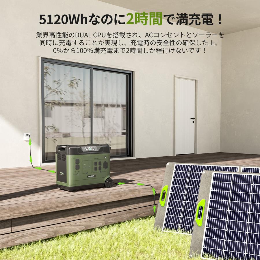 【25日から超大額割引】EENOUR P5000 ポータブル電源 5120Wh 2200W 最速2時間満充電 リン酸リチウム UPS機能 車中泊グッズ ソーラーパネル 防災セット｜whitebankjapan-store｜03