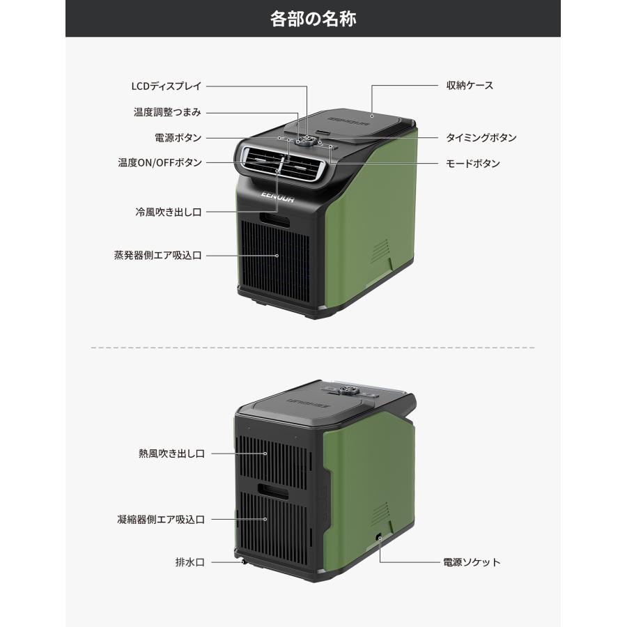 【24H会員限定セール】EENOUR 3.0 スポットクーラー 1.758kW/6000BTU ポータブルエアコン 6畳 8畳 工事不要 パナソニック 移動式エアコン 拡張バッテリー｜whitebankjapan-store｜19