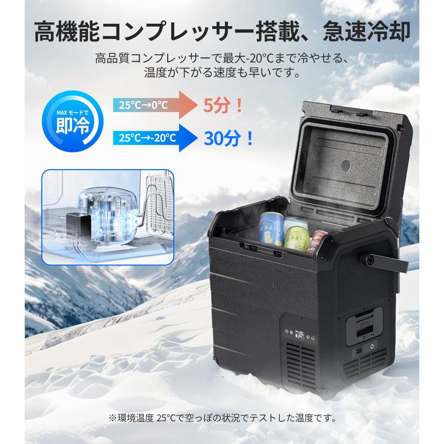 ＼月末割引クーポン配布中／ EENOUR 車載冷蔵庫 D18 18L ポータブル冷蔵庫 -20℃〜10℃ 急速冷却 バッテリー内蔵可能 両開きフタ｜whitebankjapan-store｜06