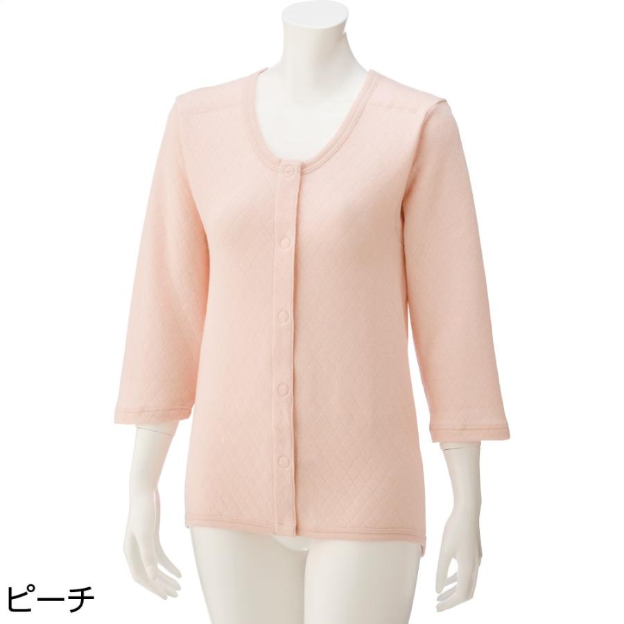 婦人7分袖発熱ワンタッチシャツ 01838 保温効果の高いソフトキルト・ 発熱加工のあて布つきでポカポカ！  ケアファッション |  | 01