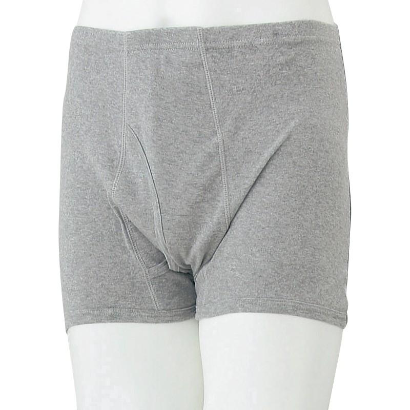 紳士安心快適ニットトランクス【吸水量100cc】 38171 グレー　M/L/LL すばやく吸水してベタつかずいつもサラサラ　ケアファッション　 | ケアファッション・アクティブ | 01