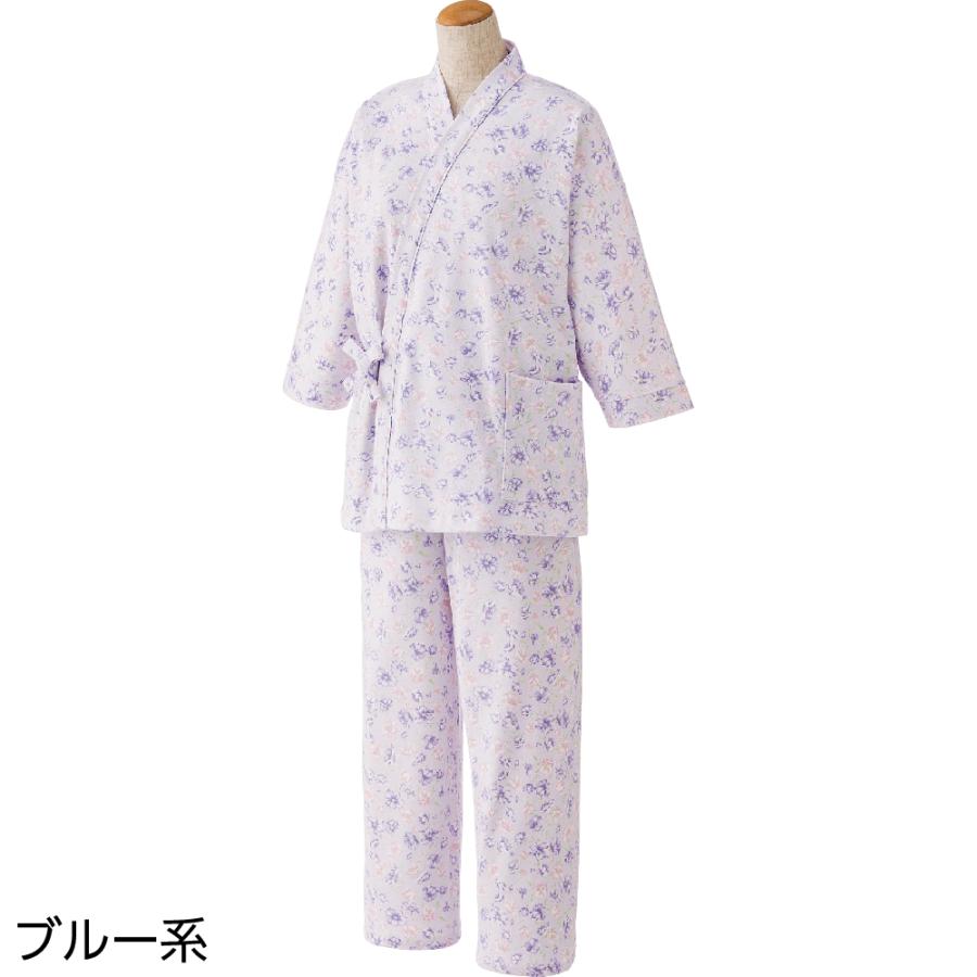 婦人打合せパジャマ 38648 午前注文〜当日出荷!（ピンク系・ブルー系）送料無料！ １年中活躍できる快適素材　ケアファッション | ケアファッション・アクティブ | 02