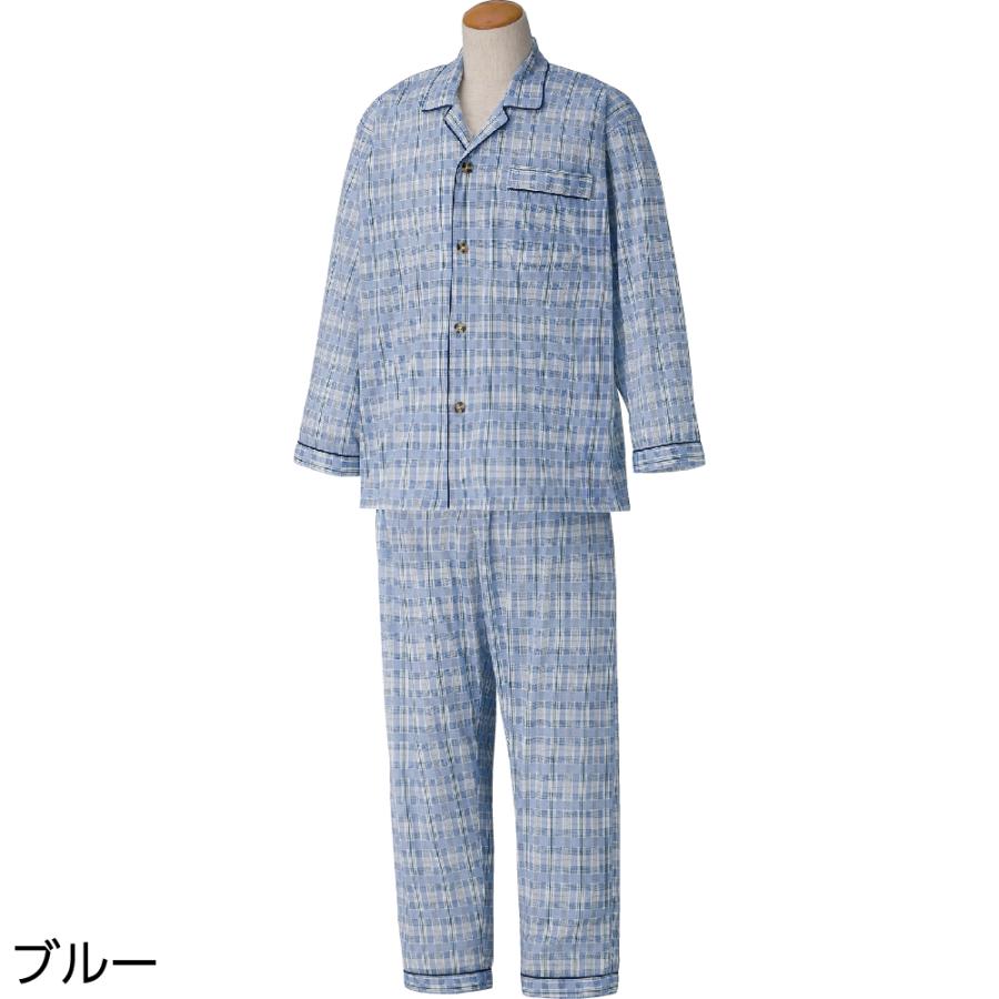 紳士ワンタッチ天竺パジャマ 38798 薄くて横方向に伸縮性がある春夏素材 　ケアファッション | ケアファッション・アクティブ | 01