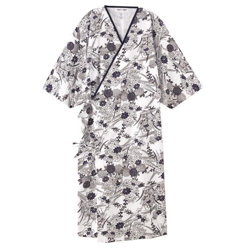 婦人らくらくガーゼねまき 38865 午前注文〜当日出荷! 送料無料！帯を使わず、着脱がしやすいねまき　袖にホック付 ケアファッション | ケアファッション・アクティブ | 01