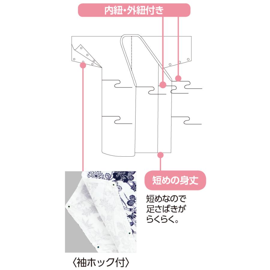 婦人らくらくガーゼねまき 38865 午前注文〜当日出荷! 送料無料！帯を使わず、着脱がしやすいねまき　袖にホック付 ケアファッション | ケアファッション・アクティブ | 05