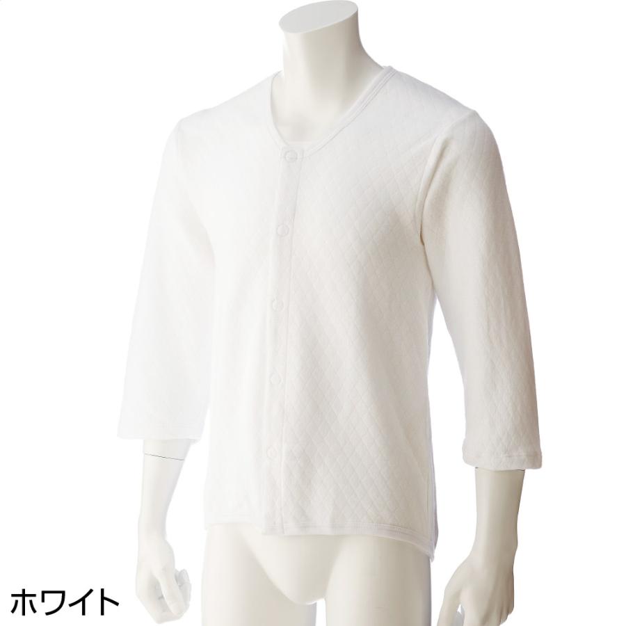紳士8分袖キルト背当付ワンタッチシャツ 38906  be-jyu ベージュ・ホワイト　S/M/L/LL ソフトキルト素材に発熱加工の当て布付き。　 ケアファッション |  | 01