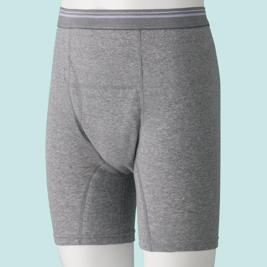 紳士安心快適ロングボクサーブリーフ 800220 グレー・ブラック　M/L/LL 内腿部分への漏れにも対応　汚れも目立ちにくい同色吸水帯　ケアファッション　 | ケアファッション・アクティブ | 06