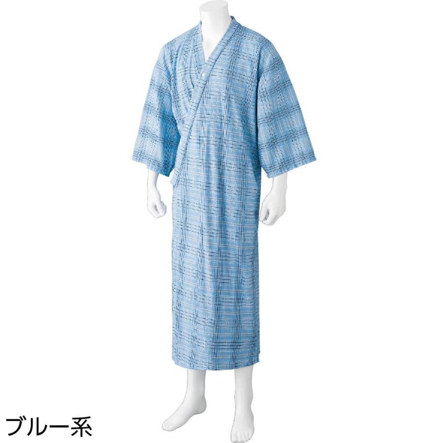 紳士ヒモなし楽々！やわらかワンタッチねまき 800228 午前注文〜当日出荷!送料無料　帯や紐を使用しない、お着替えに画期的なねまきケアファッション | ケアファッション・アクティブ | 01