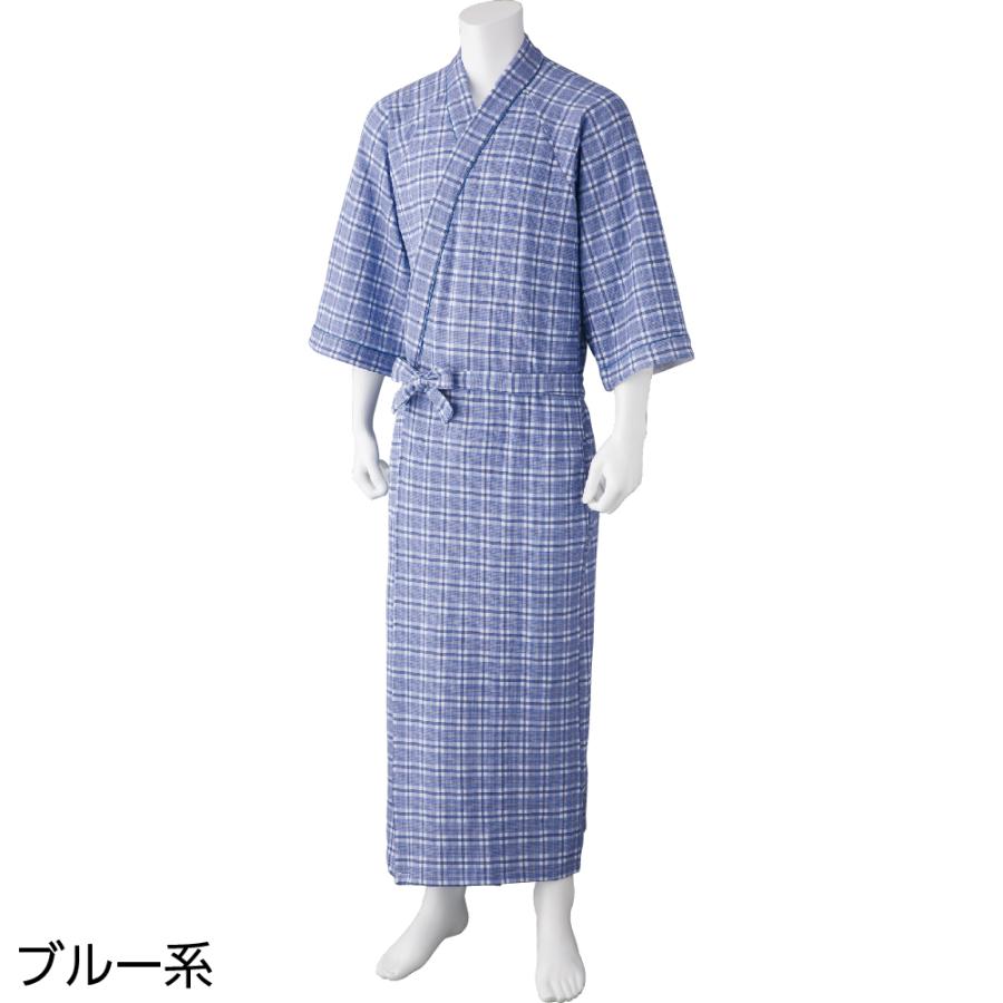 紳士キルトねまき　800331　冬の入院時におすすめの暖かなキルトねまき　ブルー・グレー　サイズM/L　ケアファッション　 | ケアファッション・アクティブ | 02