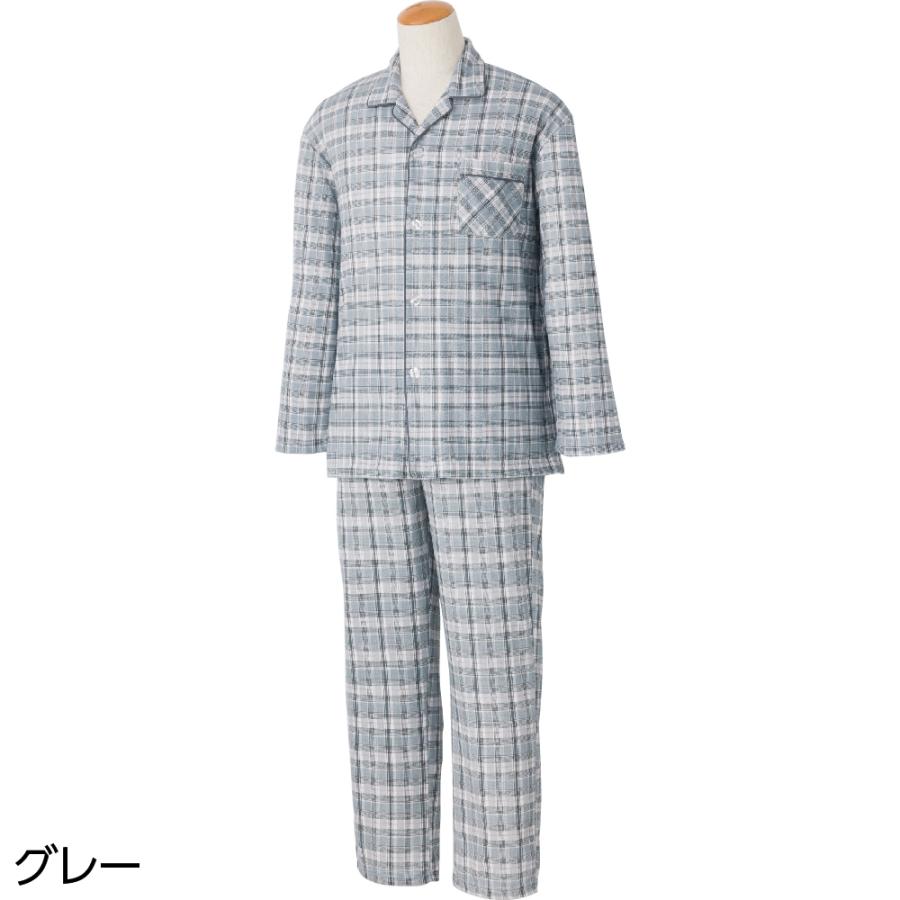 紳士ワンタッチパジャマ800411 肌ざわりがなめらかでやわらか。サイズもＭ〜4Ｌまで展開。 年間用 午前注文〜即日出荷！送料無料　 ケアファッション | ケアファッション・アクティブ | 02