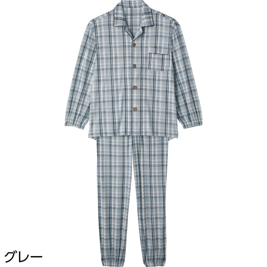 紳士大きめボタンのびのびストレッチパジャマ 800441 S〜LL袖口ゴムが交換できご自身に合った太さで着用できなめらかな風合い。 年間用　ケアファッション | ケアファッション・アクティブ | 02