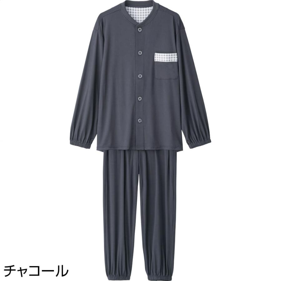 紳士大きめボタンのびのびストレッチパジャマ 800468（S〜LL)ウェスト調整ゴム、手口足口ゴム入り  年間用 　ケアファッション | ケアファッション・アクティブ | 01