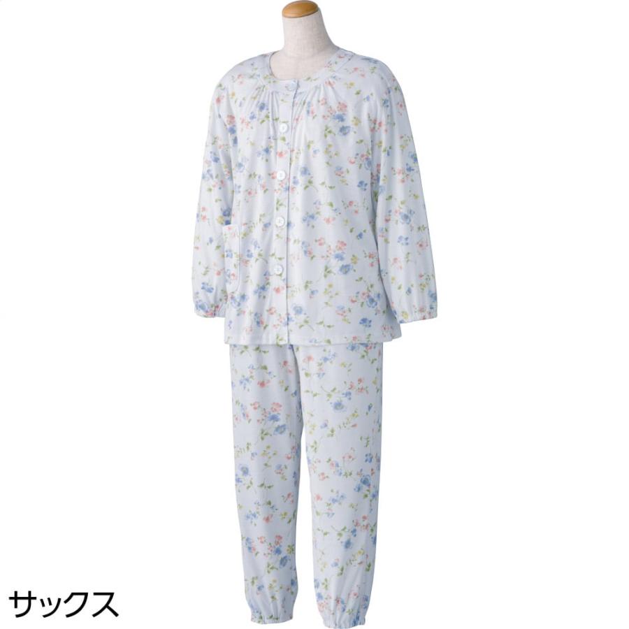 婦人大きめボタンプチサイズパジャマ 800706 ●ピンク/サックス在庫表示あり！ 年間で着用できるスムース素材  年間用 ケアファッション | ケアファッション・アクティブ