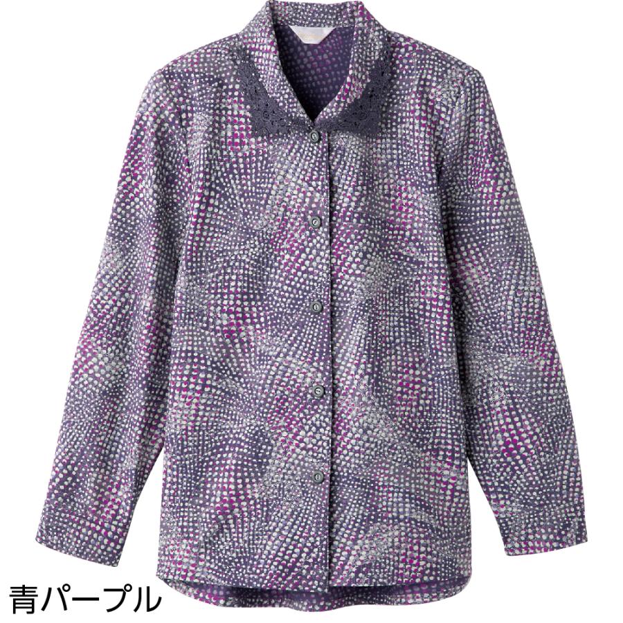 婦人ワンタッチテープ後ろ長めブラウス 820582 衿先レースがおしゃれです。　ケアファッション | ケアファッション・アクティブ | 01