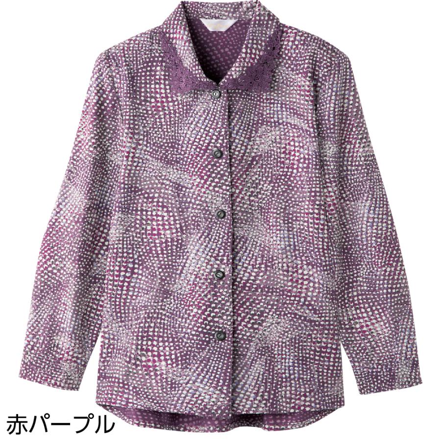 婦人ワンタッチテープ後ろ長めブラウス 820582 衿先レースがおしゃれです。　ケアファッション | ケアファッション・アクティブ | 03