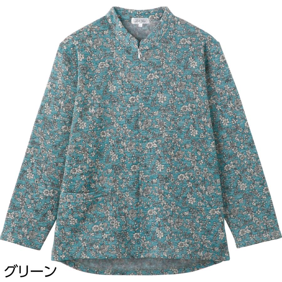 婦人裏起毛ロングファスナーＴシャツ 820913 気分が上がる華やかな花柄。　ケアファッション |  | 01