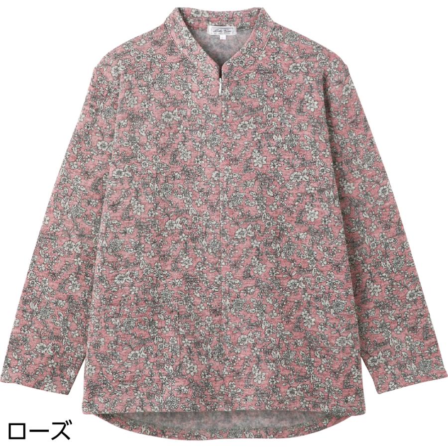 婦人裏起毛ロングファスナーＴシャツ 820913 気分が上がる華やかな花柄。　ケアファッション |  | 02