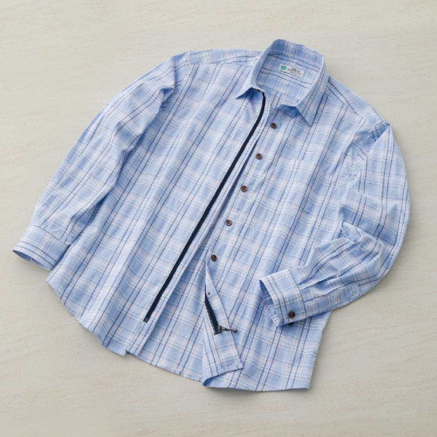 紳士しじら隠れファスナーシャツ 821345 さらっと涼しいしじら素材  ケアファッション | ケアファッション・アクティブ | 04