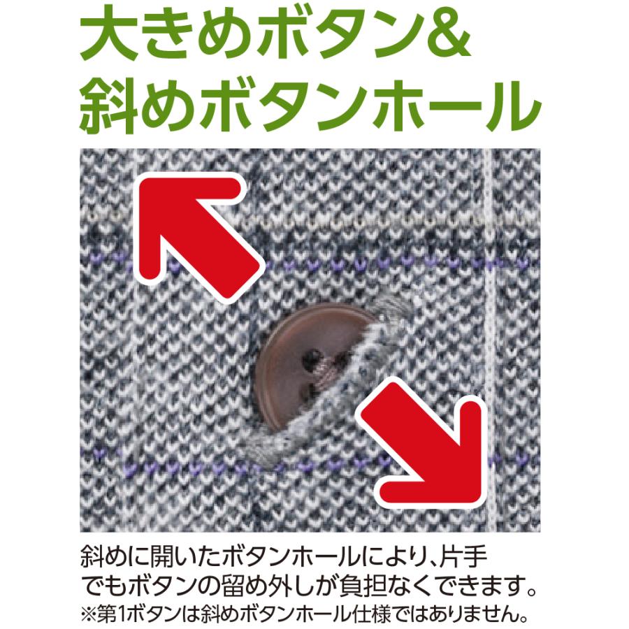 紳士麻混斜め釦ホール7分袖ニットシャツ 821360麻混素材で爽やかな風合い  　ケアファッション　 | ケアファッション・アクティブ | 03