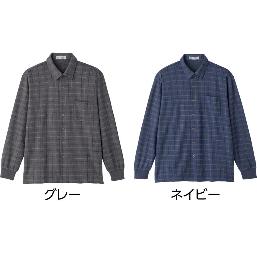 紳士起毛斜め釦ホールニットシャツ 821602 表生地を起毛させた、暖かな着心地。　ケアファッション |  | 02