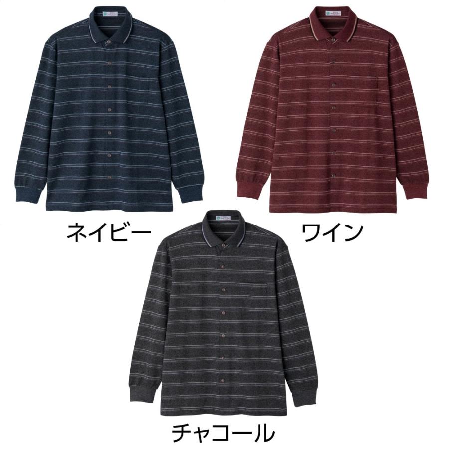 紳士綿混斜め釦ホール前開きポロシャツ 821606 肌触りの良い綿混素材。　ケアファッション | ケアファッション・アクティブ | 02