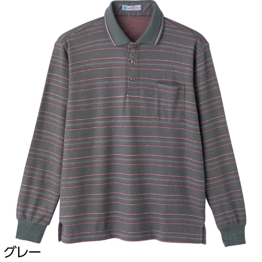 紳士起毛ジャカードスナップ釦ポロシャツ 821607 表生地を起毛させた、暖かな着心地。　ケアファッション | ケアファッション・アクティブ | 01