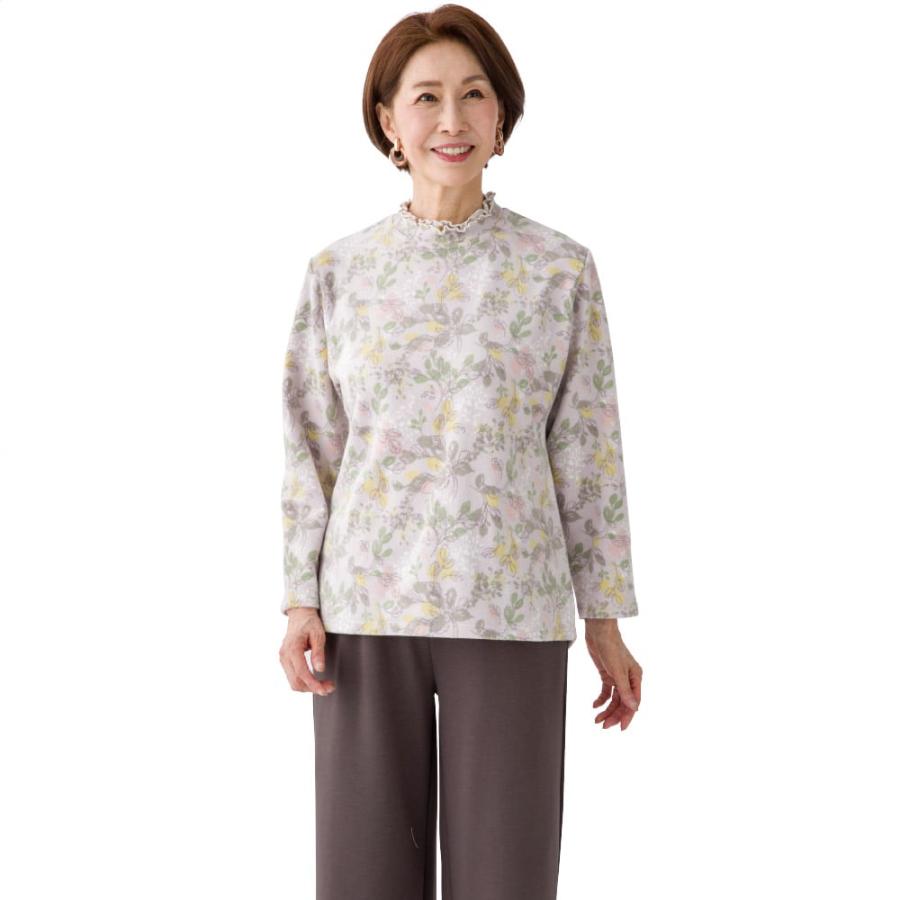 婦人後ろ長め微起毛Tシャツ821883ふわっとした微起毛素材であたたかさバッチリ！　ケアファッション　 |  | 01