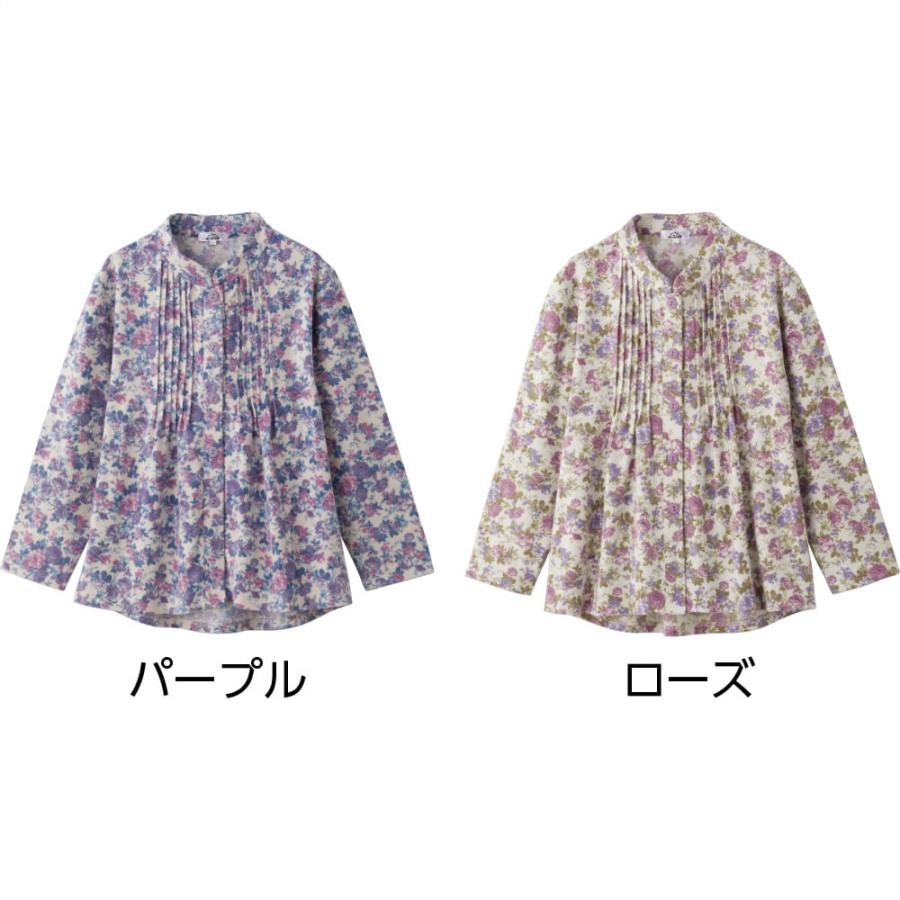 婦人ふんわり微起毛斜め釦ホールピンタックブラウス 821893 ちちょっぴり特別感のあるピンタックブラウス ふんわり微起毛素材で快適　ケアファッション　 |  | 01