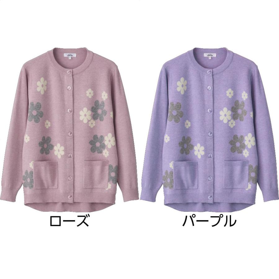 婦人もちもちニット斜め釦ホールカーディガン 821918 　ケアファッション |  | 01