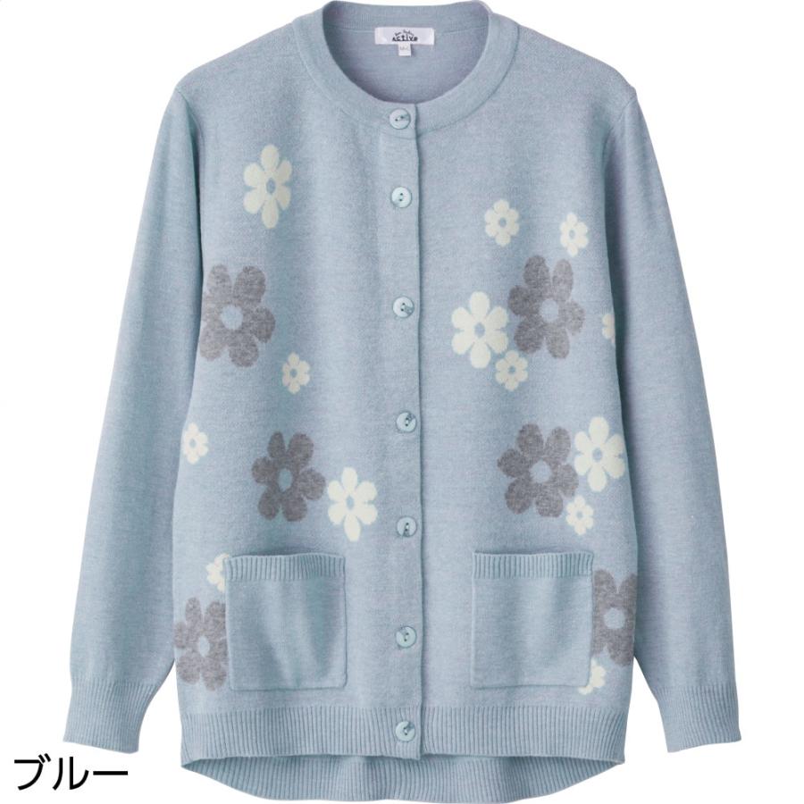 婦人もちもちニット斜め釦ホールカーディガン 821918 　ケアファッション |  | 02