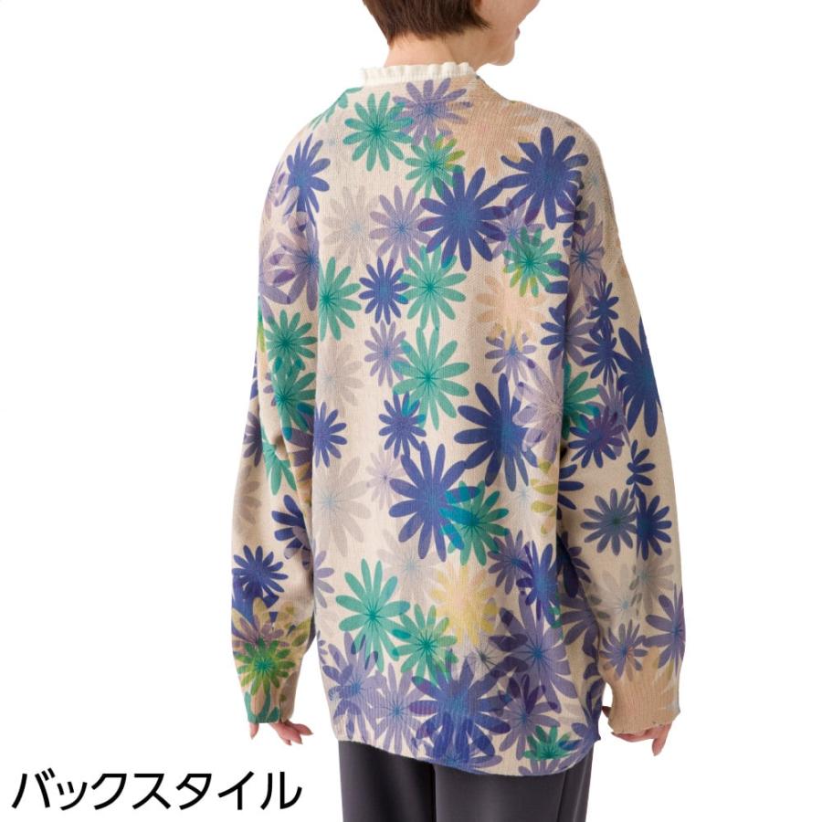 婦人花柄プリントゆったりカーディガンン 821973　ゆったりサイズなので中に着るものを選ばず便利　ケアファッション |  | 01