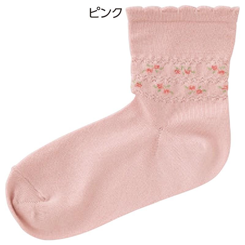 婦人らくらくフィットクルーソックス(花柄) 89611 　ま先ゆったりズレがでにくい設計　【3色から選択】 ケアファッション | ケアファッション・アクティブ | 04