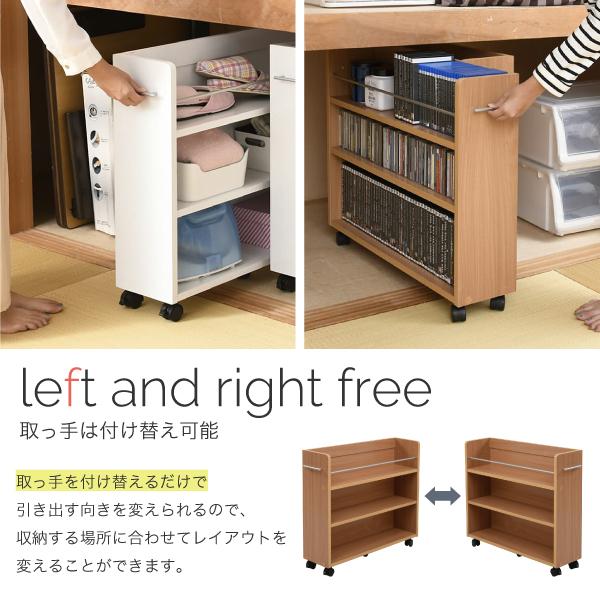 【法人様限定】 キャスター付き 収納 押入れ ラック 本棚 4個セット 幅19.5 奥行78 .5 隙間 スリム ワゴン 棚 3段 大容量 CD DVD 本 漫画 整理 収納 スライド_4